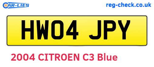HW04JPY are the vehicle registration plates.