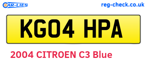 KG04HPA are the vehicle registration plates.