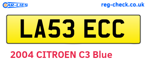 LA53ECC are the vehicle registration plates.