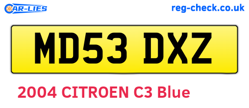 MD53DXZ are the vehicle registration plates.