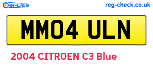 MM04ULN are the vehicle registration plates.