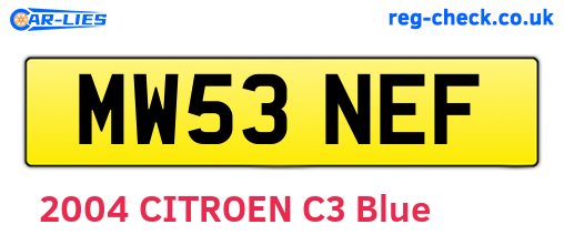 MW53NEF are the vehicle registration plates.