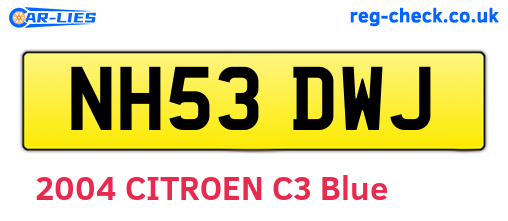 NH53DWJ are the vehicle registration plates.