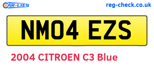 NM04EZS are the vehicle registration plates.
