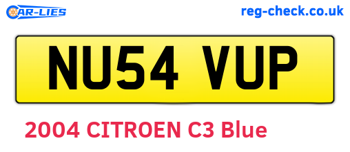 NU54VUP are the vehicle registration plates.