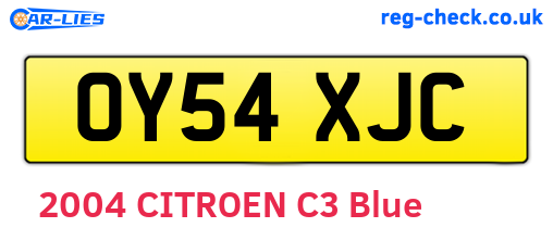 OY54XJC are the vehicle registration plates.