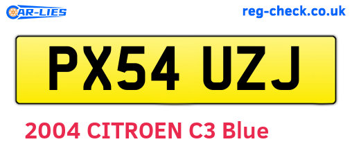 PX54UZJ are the vehicle registration plates.
