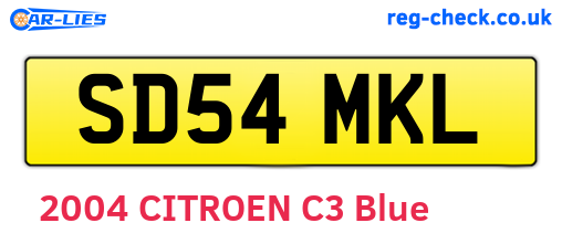 SD54MKL are the vehicle registration plates.