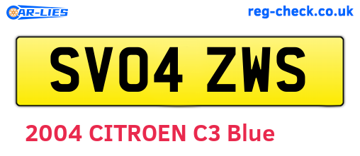 SV04ZWS are the vehicle registration plates.