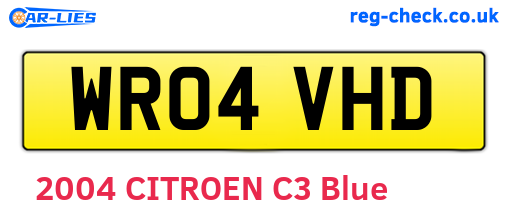 WR04VHD are the vehicle registration plates.