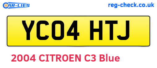 YC04HTJ are the vehicle registration plates.