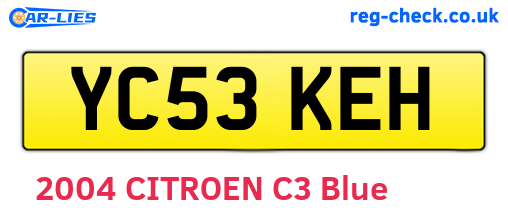 YC53KEH are the vehicle registration plates.