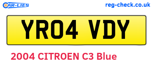 YR04VDY are the vehicle registration plates.