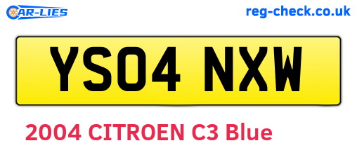 YS04NXW are the vehicle registration plates.