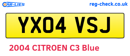 YX04VSJ are the vehicle registration plates.