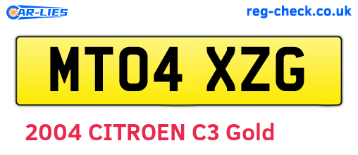 MT04XZG are the vehicle registration plates.