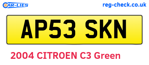 AP53SKN are the vehicle registration plates.