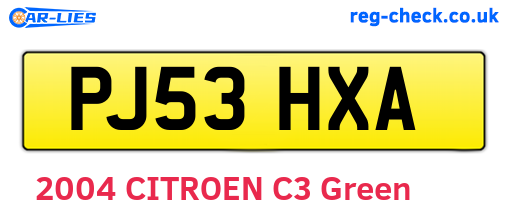 PJ53HXA are the vehicle registration plates.