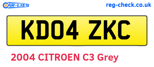 KD04ZKC are the vehicle registration plates.
