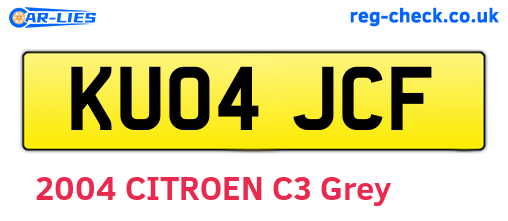 KU04JCF are the vehicle registration plates.