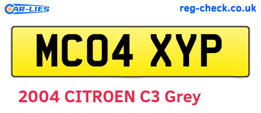 MC04XYP are the vehicle registration plates.