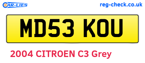 MD53KOU are the vehicle registration plates.