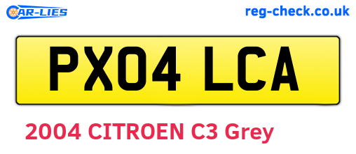 PX04LCA are the vehicle registration plates.