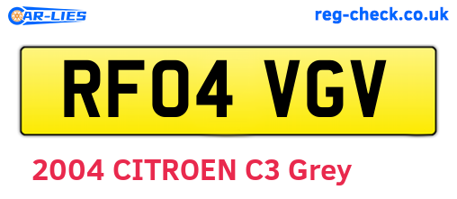 RF04VGV are the vehicle registration plates.