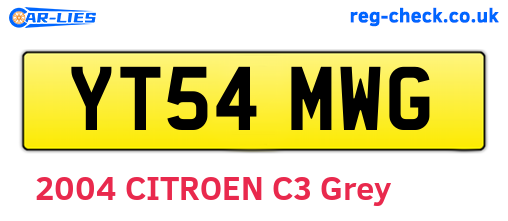YT54MWG are the vehicle registration plates.
