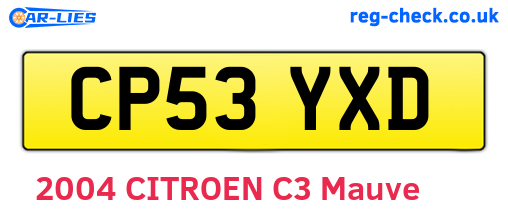 CP53YXD are the vehicle registration plates.