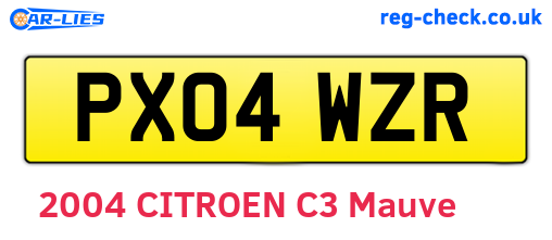 PX04WZR are the vehicle registration plates.