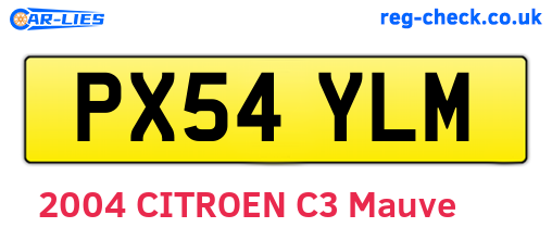 PX54YLM are the vehicle registration plates.