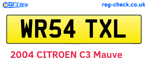 WR54TXL are the vehicle registration plates.