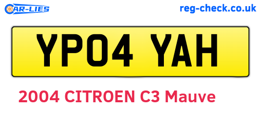 YP04YAH are the vehicle registration plates.