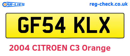 GF54KLX are the vehicle registration plates.