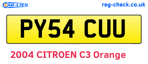 PY54CUU are the vehicle registration plates.