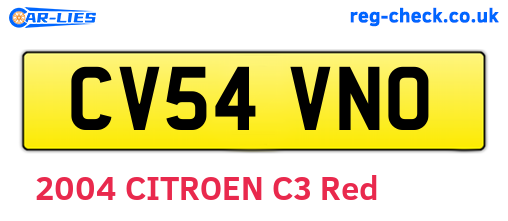 CV54VNO are the vehicle registration plates.