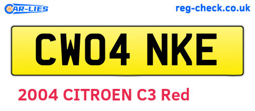 CW04NKE are the vehicle registration plates.
