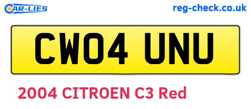 CW04UNU are the vehicle registration plates.