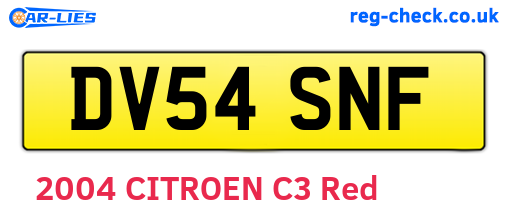 DV54SNF are the vehicle registration plates.