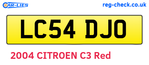 LC54DJO are the vehicle registration plates.