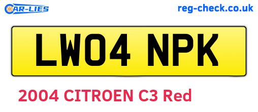 LW04NPK are the vehicle registration plates.
