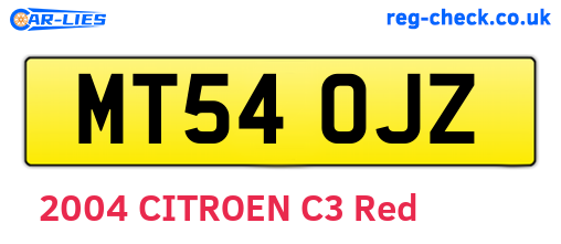 MT54OJZ are the vehicle registration plates.