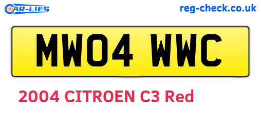 MW04WWC are the vehicle registration plates.