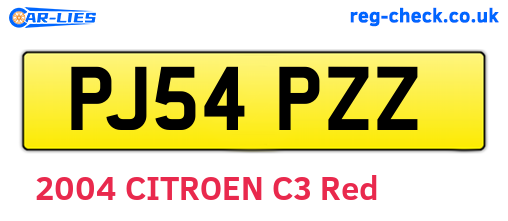 PJ54PZZ are the vehicle registration plates.