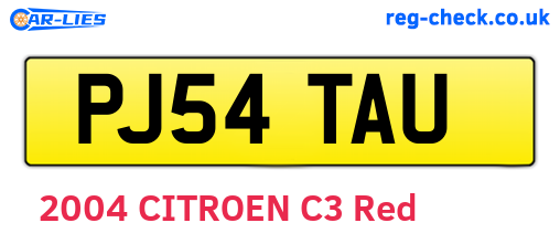 PJ54TAU are the vehicle registration plates.
