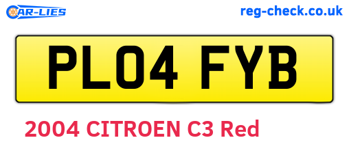 PL04FYB are the vehicle registration plates.