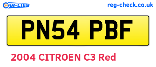 PN54PBF are the vehicle registration plates.
