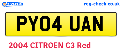 PY04UAN are the vehicle registration plates.