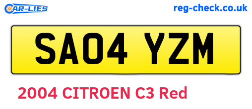 SA04YZM are the vehicle registration plates.